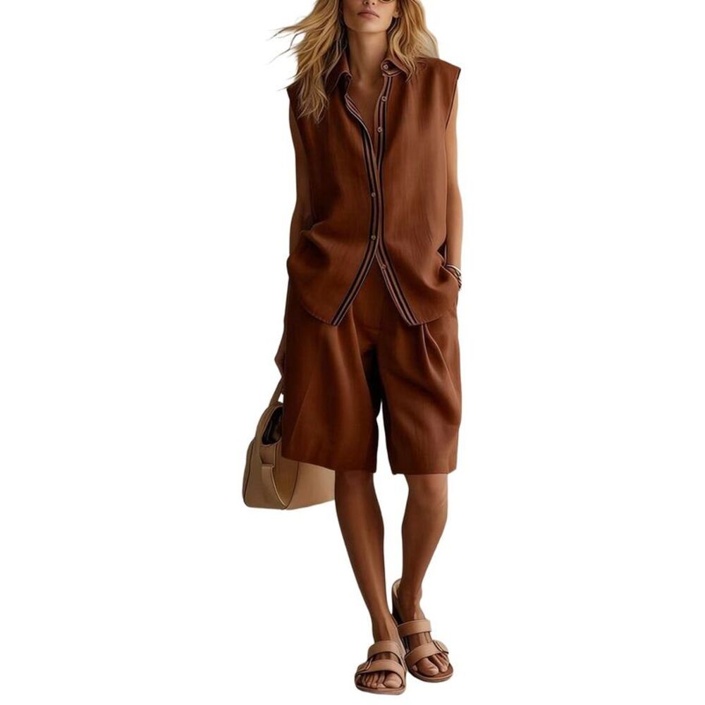 Olivia Taylor Womens  Linen Top & Short Set